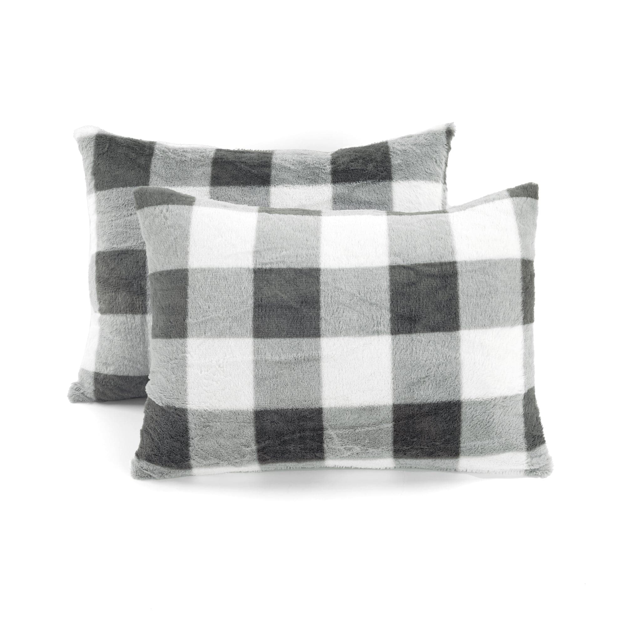 Plaid Ultra Soft Faux Fur All Season Comforter Set - Queen Size Bedding with Pillow Shams - Cozy Winter & Lightweight Summer Comforter for Bedroom, Guest Room, Dorm