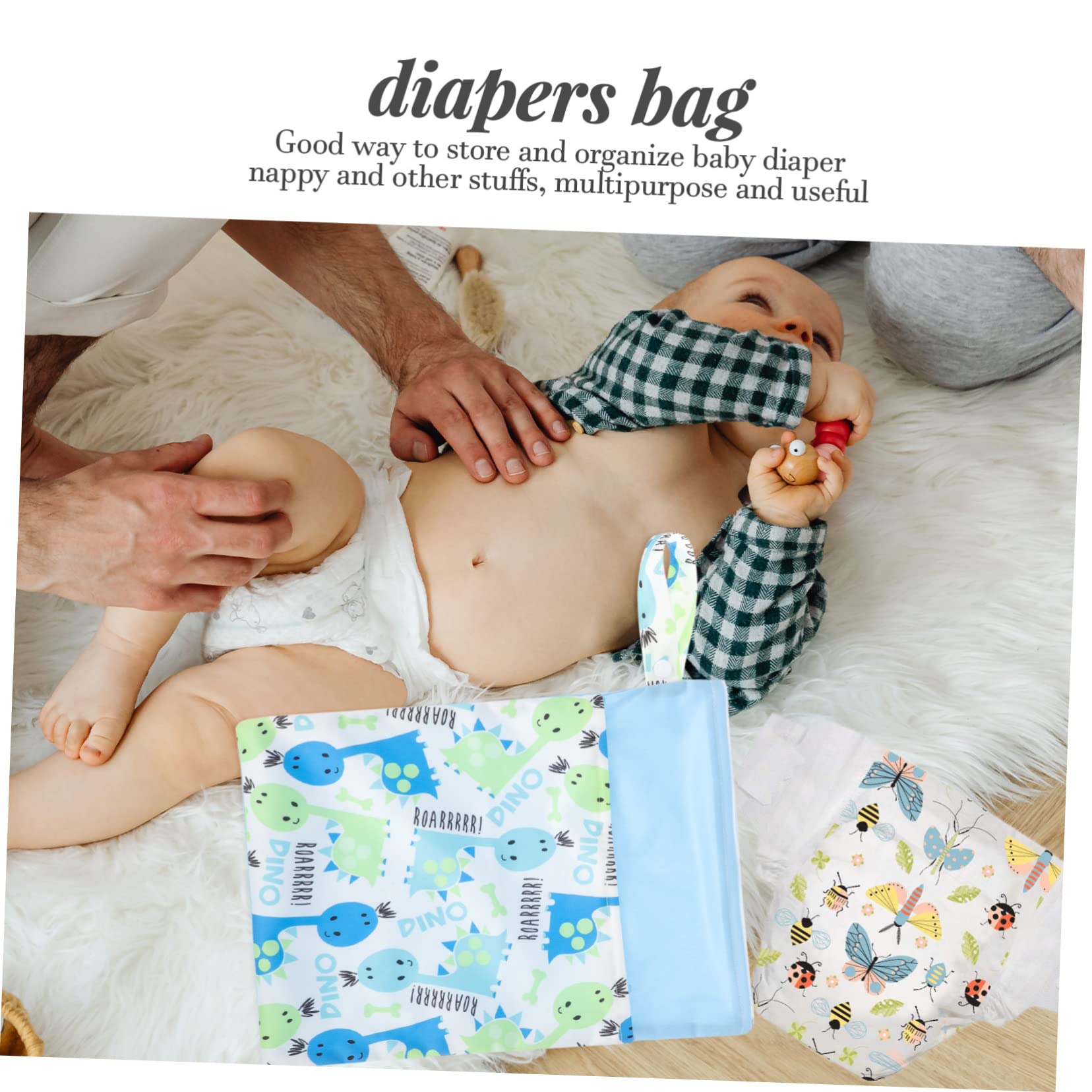 VICASKY 5-Pack Waterproof Diaper Storage Bags - Reusable Wet Dry Organizer Pouch for Baby Essentials, Travel & Daycare - Made with Durable PU Coated Fabric