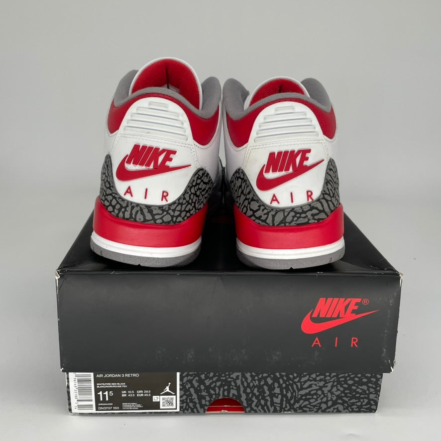 Air Jordan 3 Retro 'Fire Red' Men's Basketball Shoes Size 11.5 DN3707-160 - Perfect for Streetwear & Sneaker Collectors