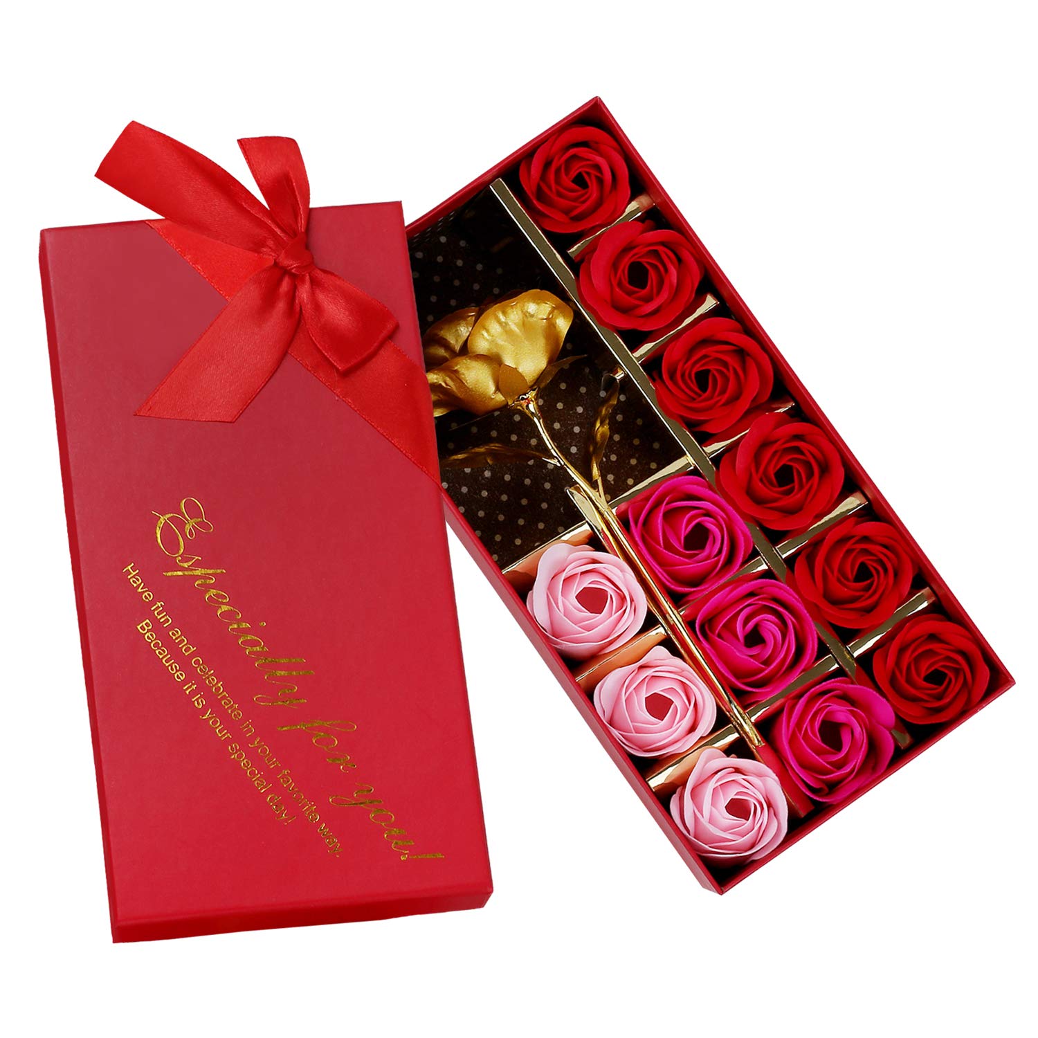 Floral Scented Rose Petal Bath Soap with Essential Oils - 12pc Gift Set for Women, Girls & Mom (Red) | Perfect for Valentine's Day, Birthday & Christmas Gifts | Relaxing Aromatherapy & Skin Care