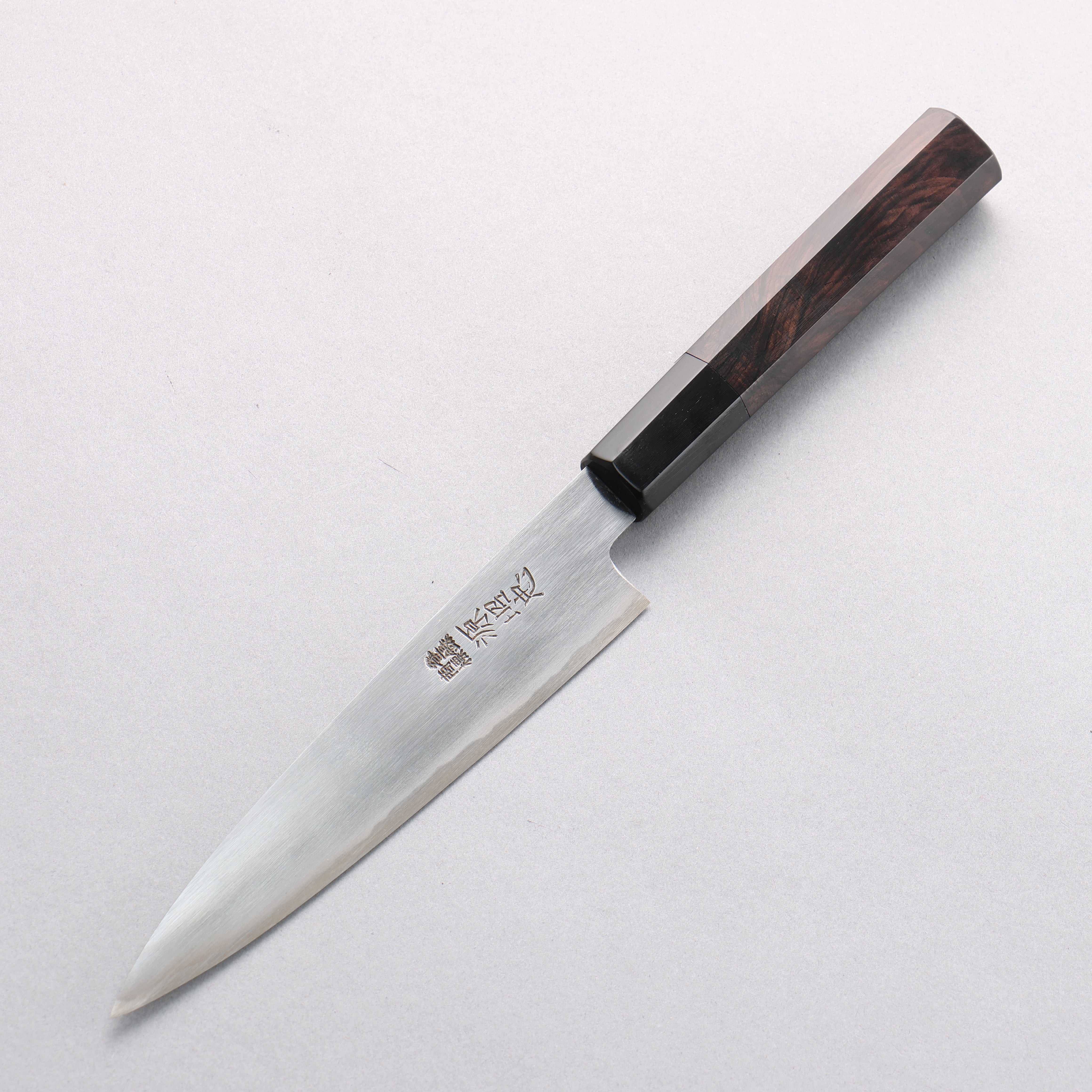 Minamoto Akitada White Steel No.2 Petty Utility Knife 150mm with Ebony Wood Handle - Perfect for Slicing, Peeling & Precision Kitchen Tasks