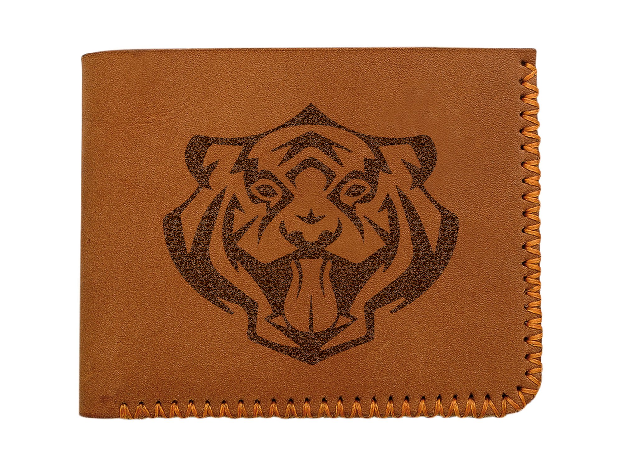 Handmade Genuine Leather Wallet for Men - Wolf Abstract Design - Pull-Up Style - Perfect for Everyday Use, Travel & Gifts
