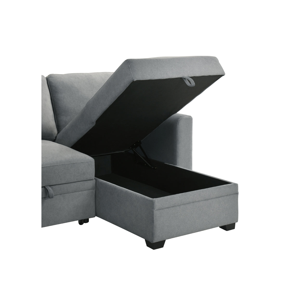 2-Piece Grey Sectional Sofa with Pull-Out Sleeper & Reversible Storage Chaise - Modern L-Shaped Couch for Small Spaces, Living Room, Apartment, and Home Theater Comfort