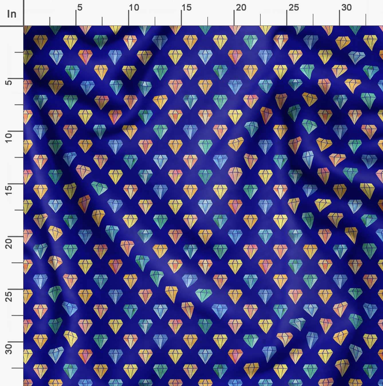 Soimoi Moss Georgette Blue Fabric by The Yard - 42 Inch Wide Diamond Geometric Print Fabric for Dresses, Curtains & Home Decor - Elegant Classic Printed Chiffon Material for Sewing Projects
