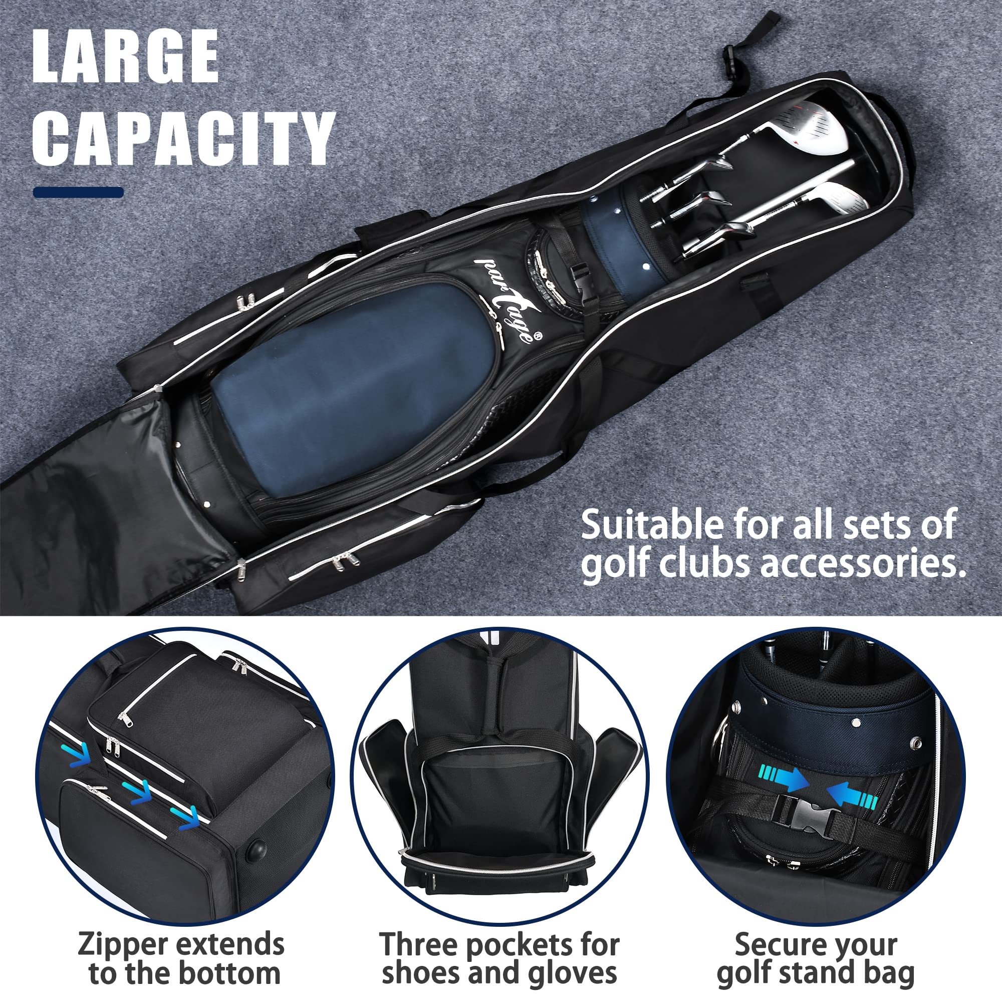 Premium Golf Travel Bag with Wheels - Durable Airline Approved Golf Case for Easy Transport (Black) - Perfect for Air Travel, Golf Tournaments & Club Storage