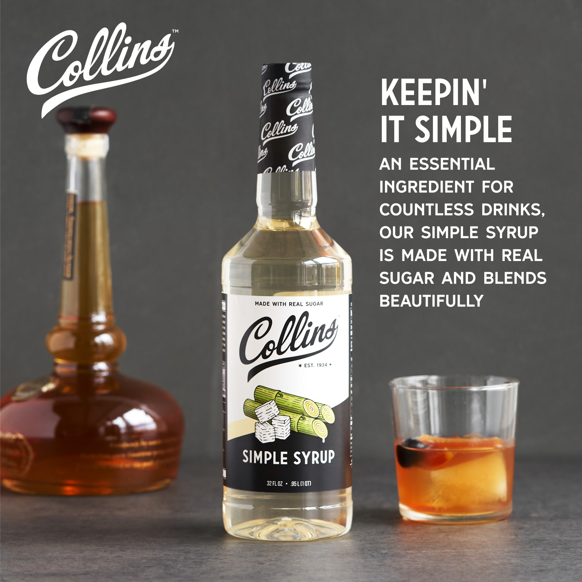 Premium Simple Syrup 32 oz - Pure Cane Sugar Syrup for Cocktails, Coffee, Tea & Baking - Perfect for Bartenders, Baristas & Home Chefs