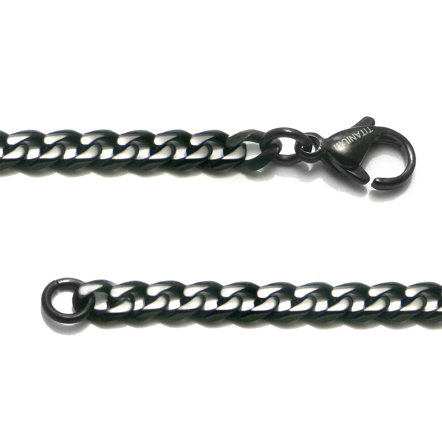 Black Titanium 4MM Curb Chain Link Necklace for Men & Women - Durable & Stylish Jewelry for Everyday Wear, Gifts & Special Occasions