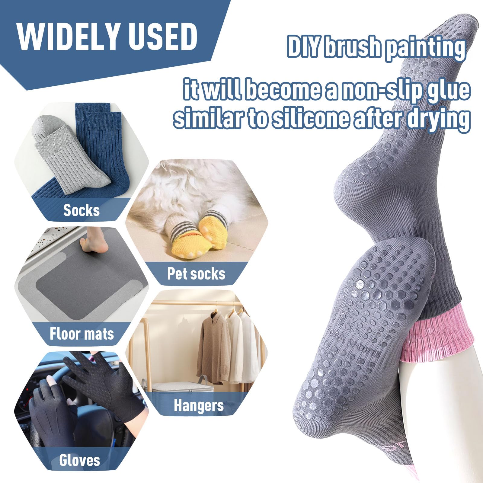 **Anti-Slip Sock Glue 3.5oz – Transparent Waterproof Fabric Adhesive for Socks, Pet Socks & Floor Mats | Latex-Free, Washable & Non-Toxic | Perfect for Dance, Yoga & Home Safety**