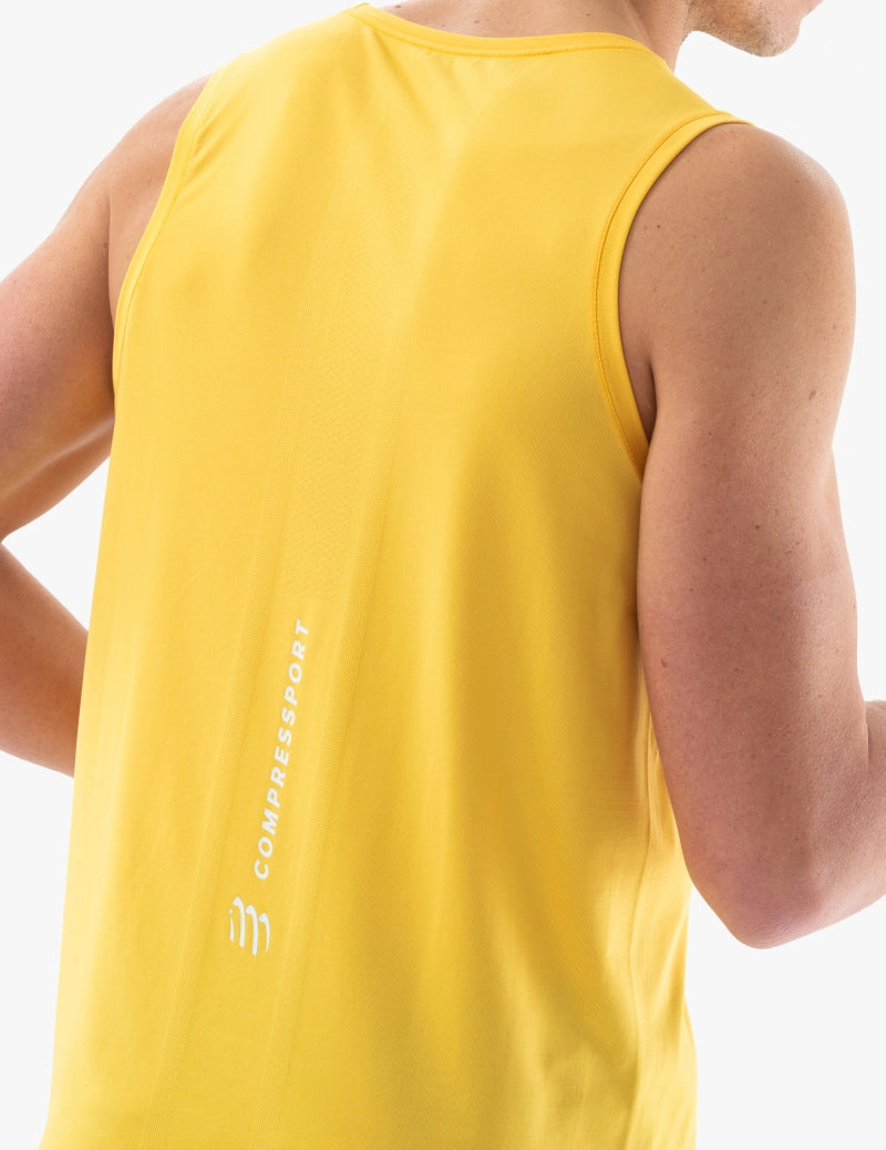 Compressport Men's Running Singlet - Breathable Athletic Tank Top for Marathon & Workout - Lightweight Moisture-Wicking Performance Shirt (Maize) - Ideal for Jogging, Gym Training & Outdoor Sports