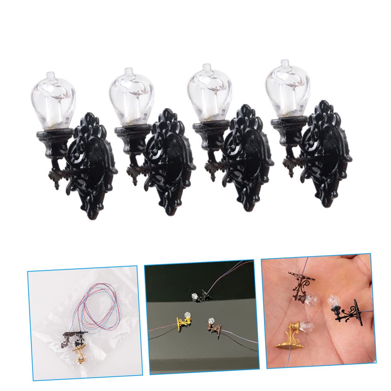 4PCS Miniature LED Wall Lamp - Battery Operated Dollhouse Lights, Fairy House & Railway Model Lighting - ABS Material for Tiny Home Decor & DIY Miniature Projects