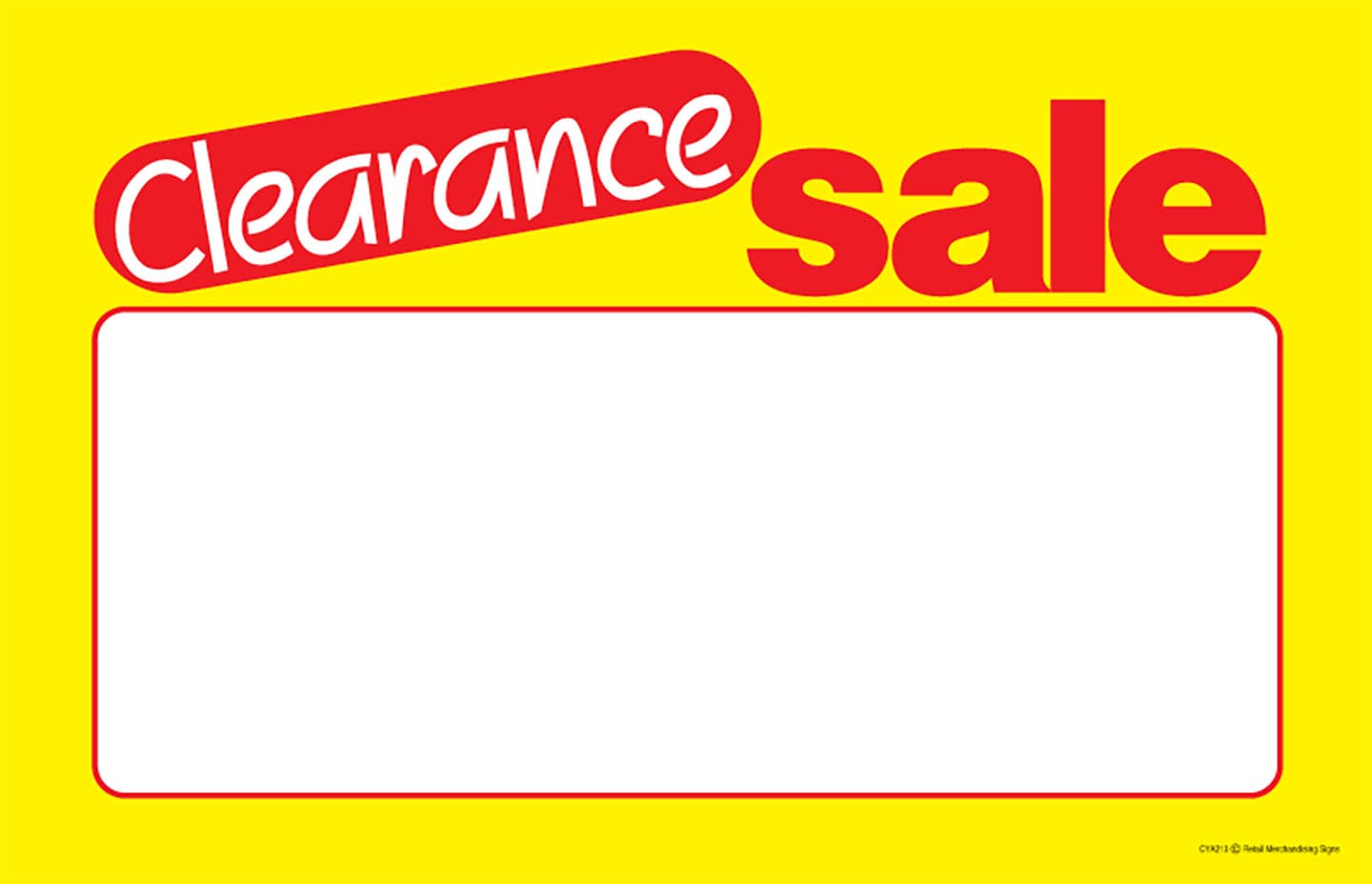 CYA210 Clearance Retail Price Signs Cards - Red & Yellow Sale Signs for Business Stores (7