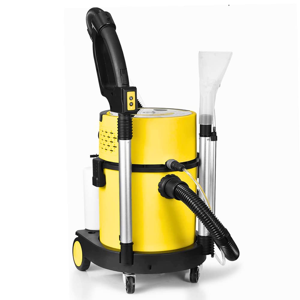 SM20 Wet Dry Shampoo Vacuum Cleaner with HEPA Filter | 5.28 Gallon Powerful Shop Vac for Carpets, Floors & Auto Detailing | Heavy Duty Wet/Dry Vacuum for Home, Garage & Workshop Cleaning (Yellow)