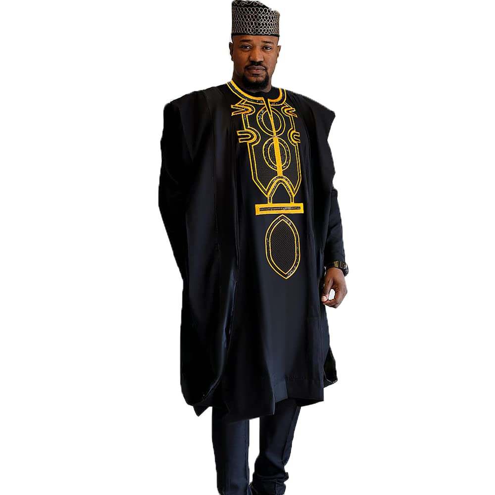 Stylish HD African Attire Classic Rhinestone Agbada Suit for Men | Traditional Nigerian Wedding Outfit | Perfect for Special Occasions & Cultural Events