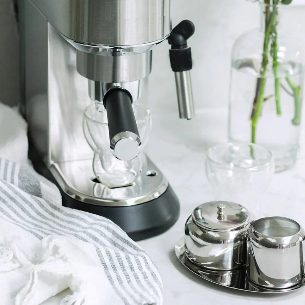 Cuisinox 5-Piece Cream and Sugar Caddy Set - Stainless Steel Coffee & Tea Serving Tray for Home, Office, and Restaurant Use