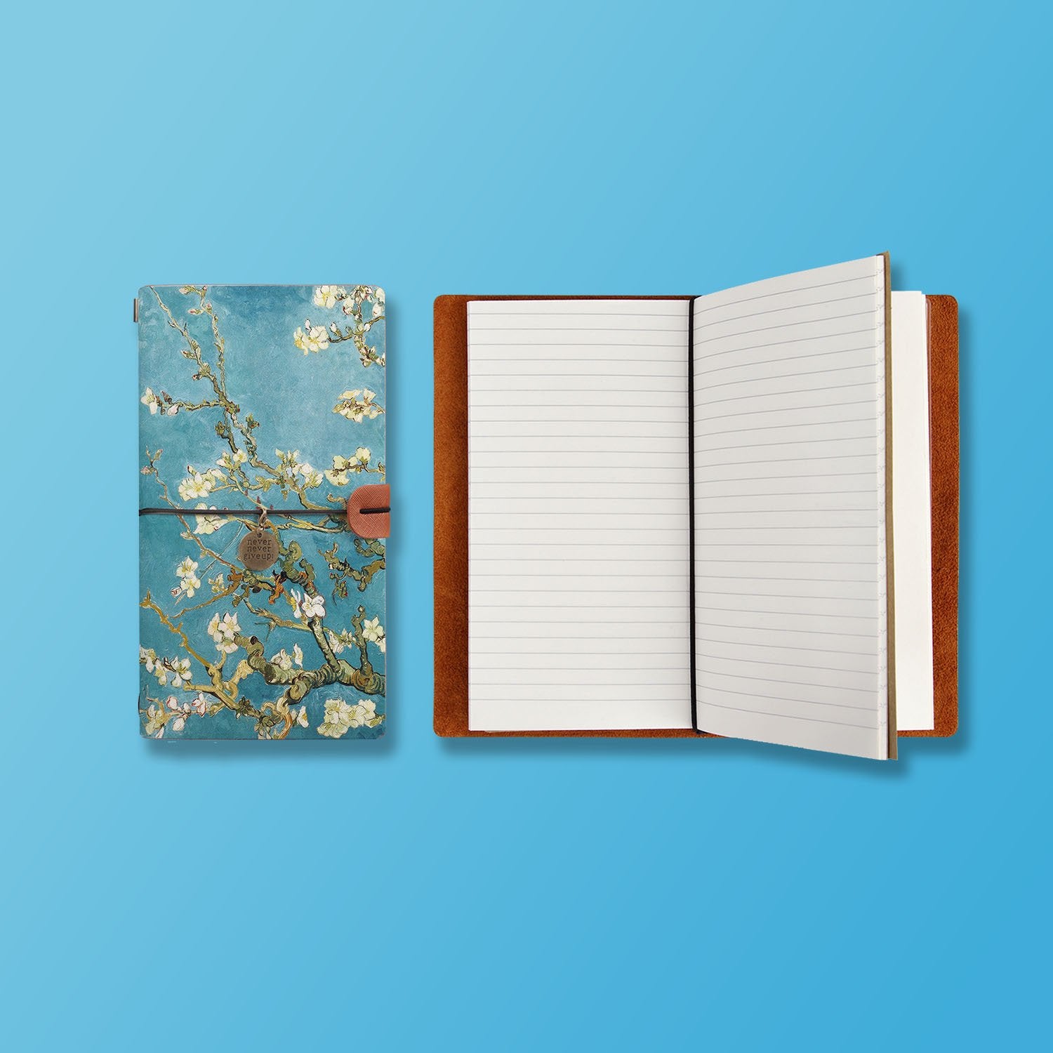 Premium Traveler's Notebook with Oil Painting Cover - Durable Leather Journal for Writing, Sketching & Note Taking - Perfect Gift for Artists, Writers & Travel Enthusiasts - Ideal for Daily Journaling, Travel Diaries & Creative Projects