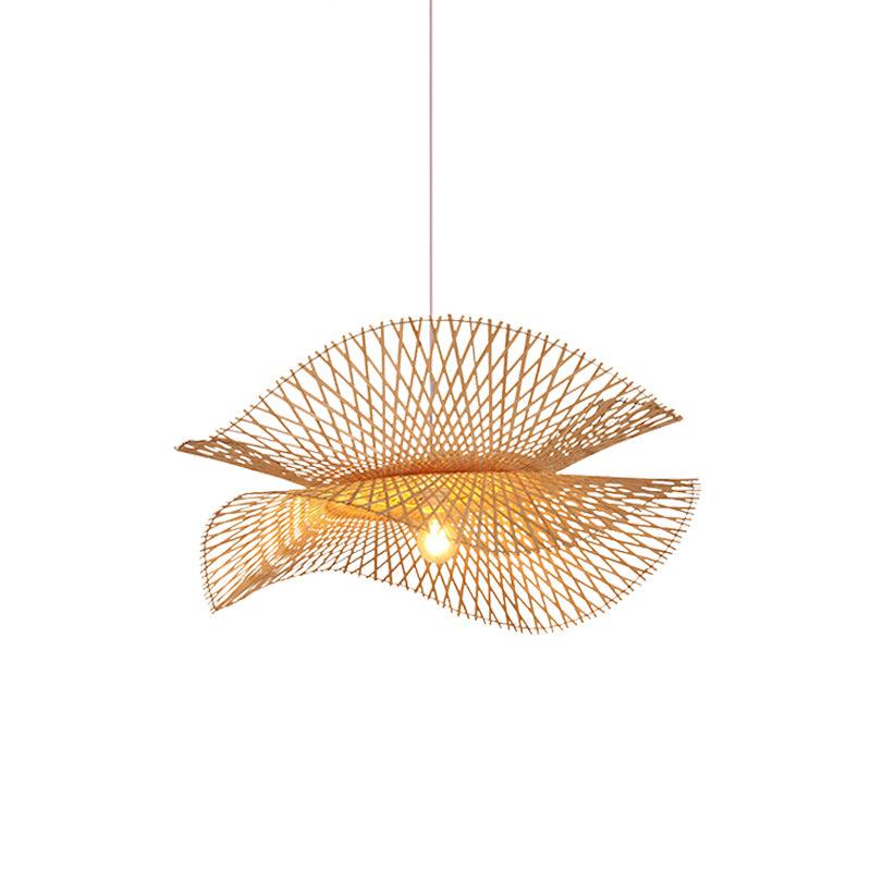 Handmade Bamboo Frame Pendant Light - Natural Rattan Hanging Lamp for Dining Room, Bedroom & Living Room Decor - Eco-Friendly Boho Ceiling Lighting Fixture