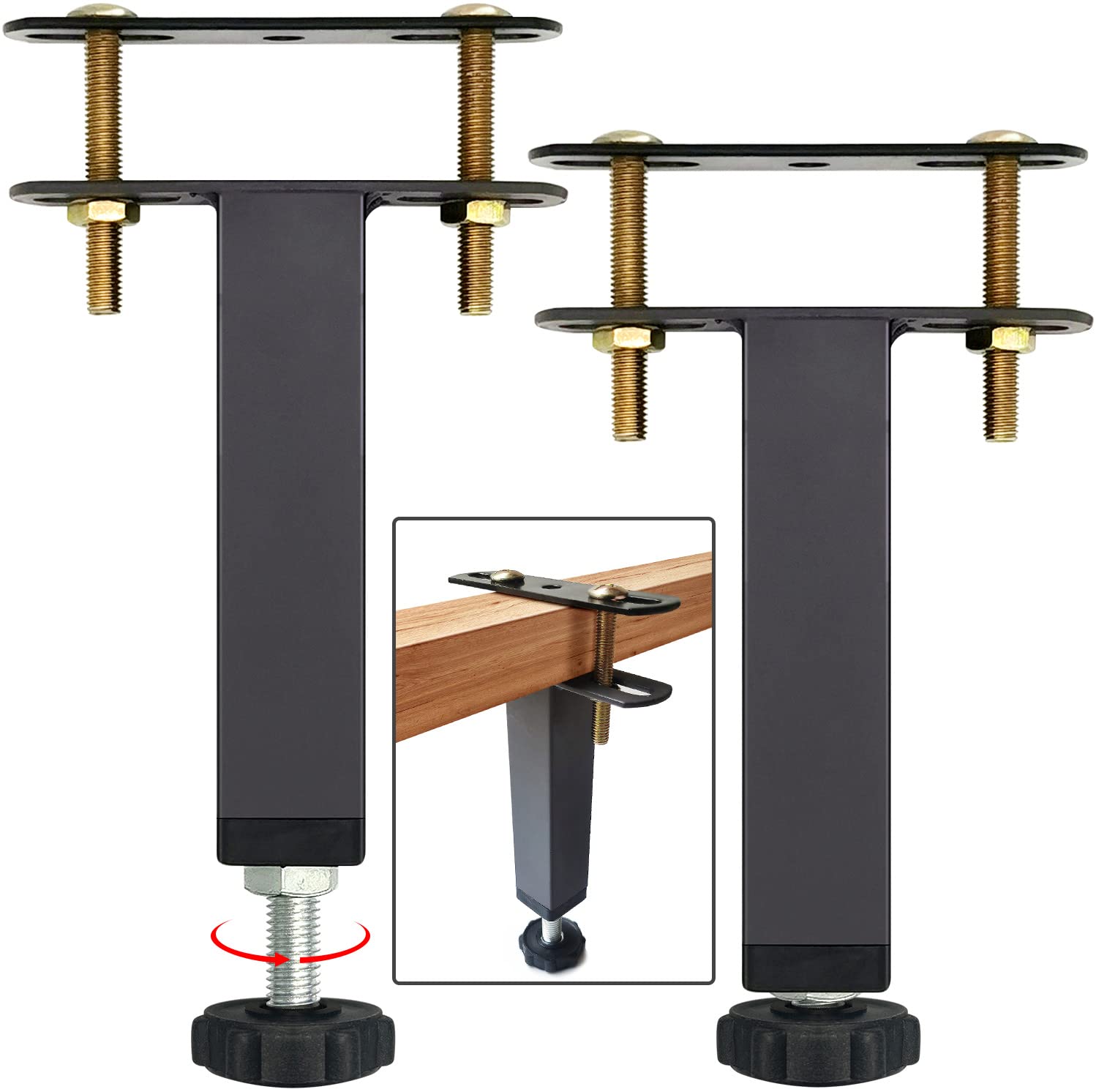 2PCS Adjustable Metal Bed Frame Support Legs (10