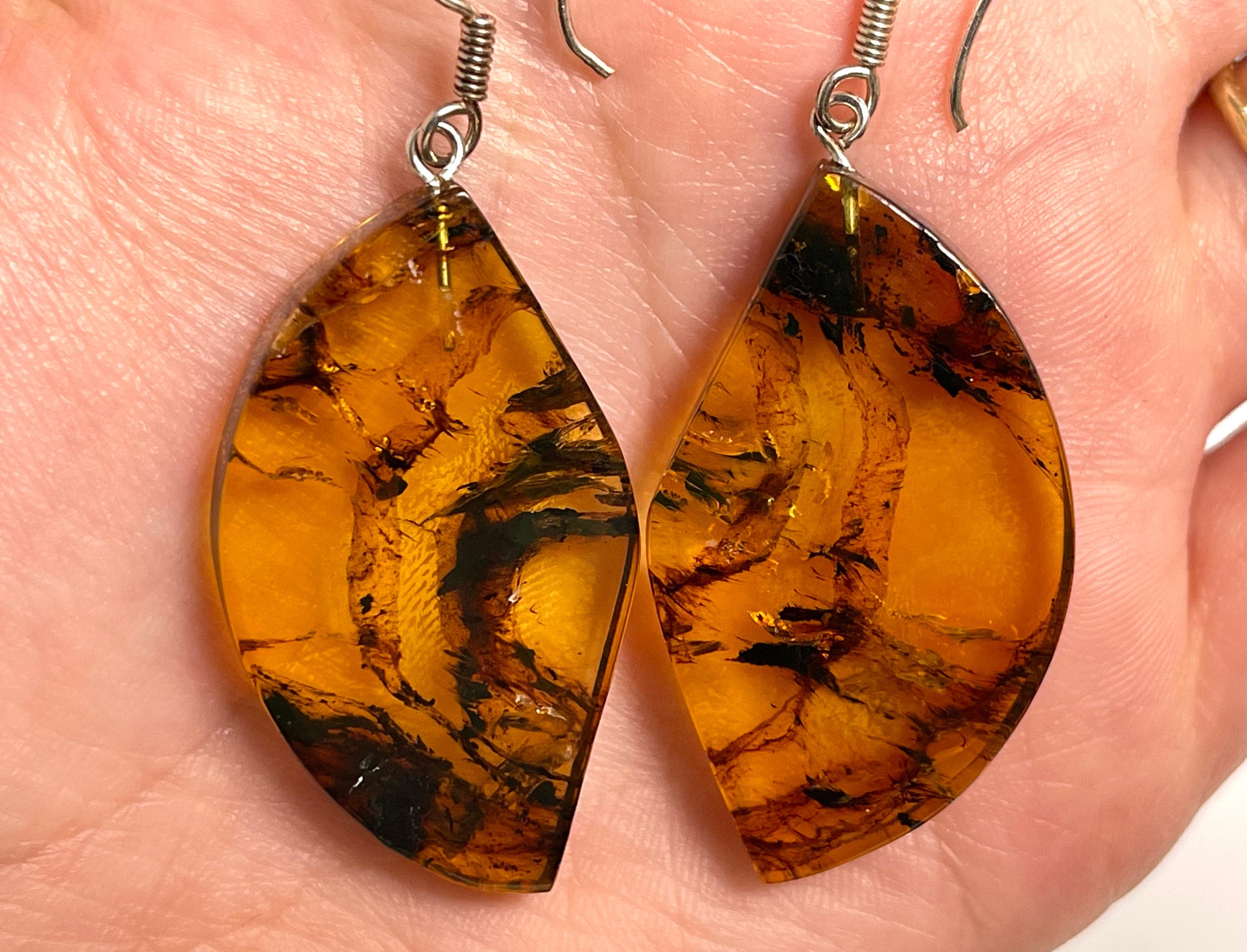 Amber Crystal Earrings for Women - Handmade Statement Dangle Earrings with Healing Stones | Boho Chic Jewelry for Parties, Weddings & Everyday Wear
