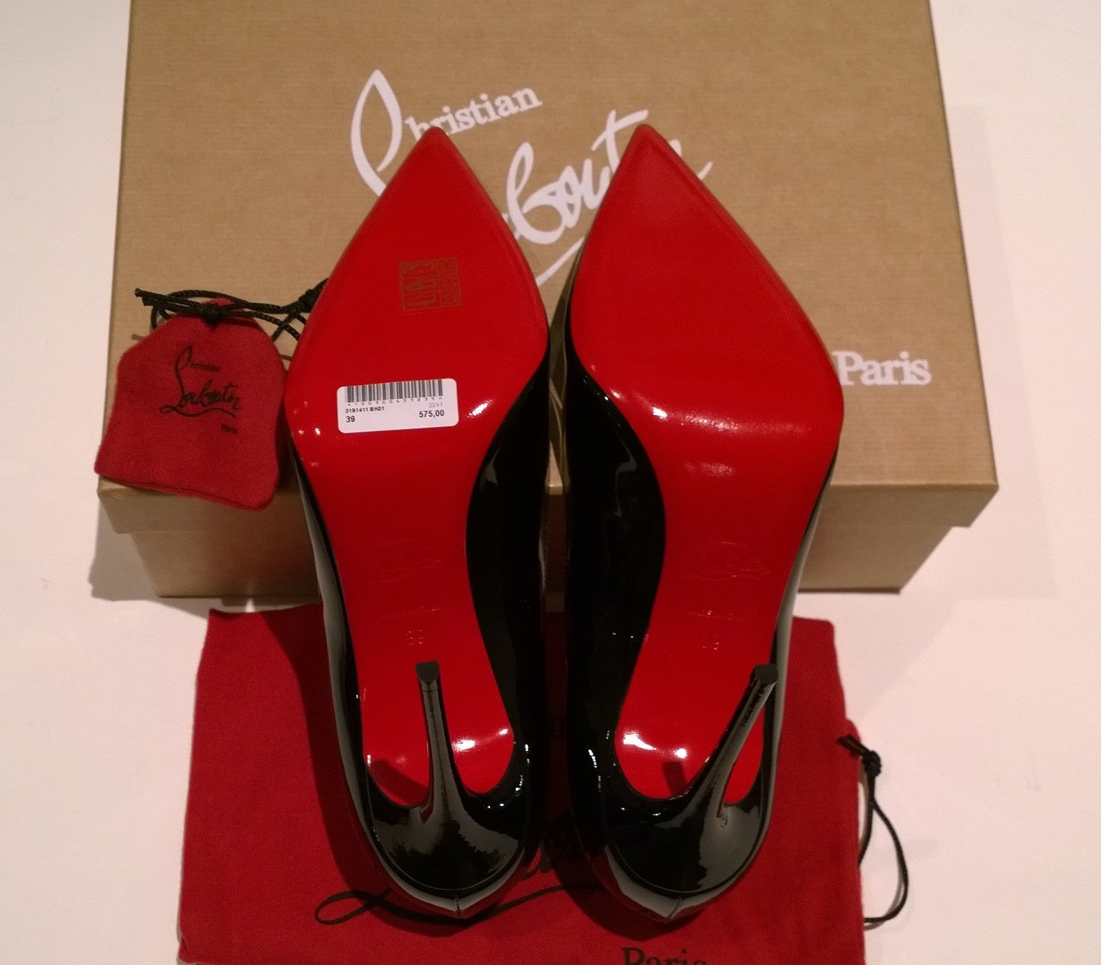 Christian Louboutin Kate 100 Black Patent Leather Pumps with Signature Red Sole - New in Box - Perfect for Weddings, Parties & Special Occasions