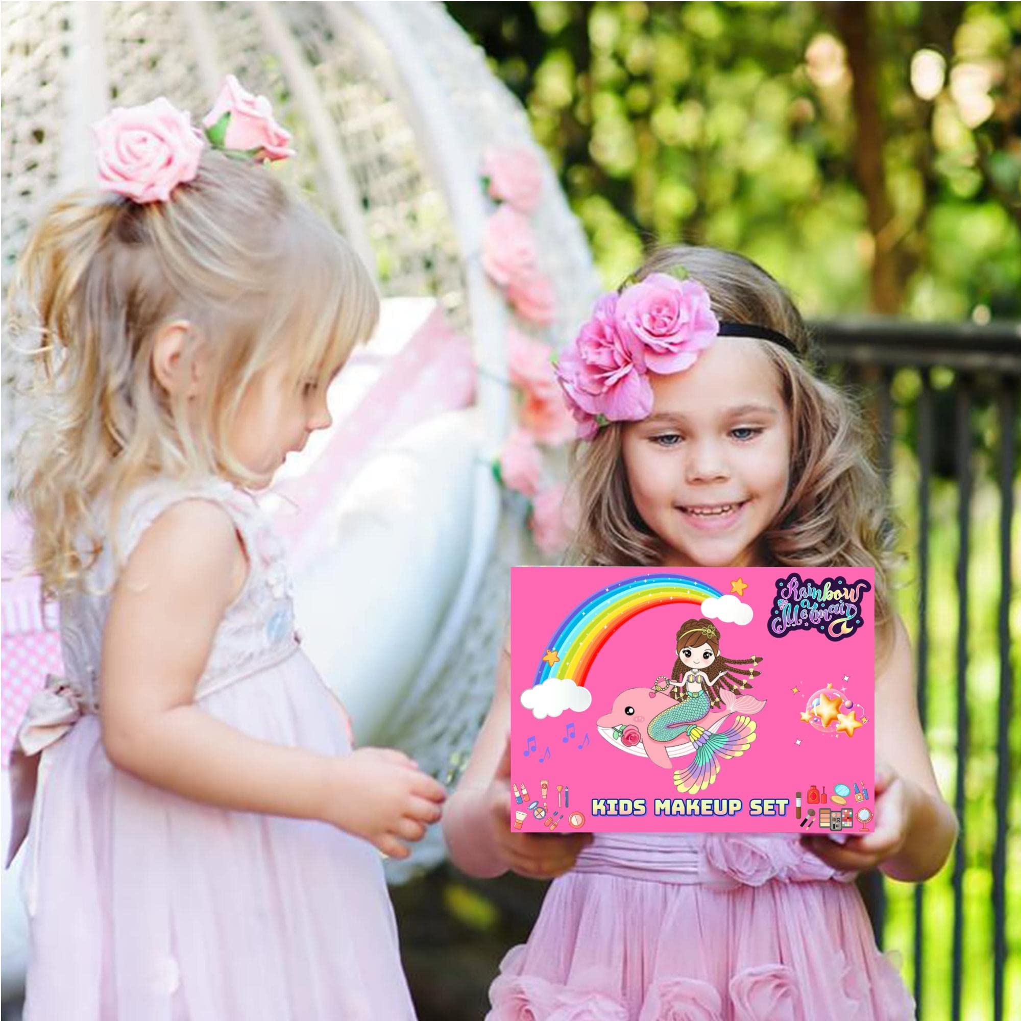 Chennyfun 25-Piece Kids Makeup Kit - Washable Toy Cosmetic Set with Blush & Accessories for Girls - Perfect Birthday Gift & Pretend Play Dress-Up
