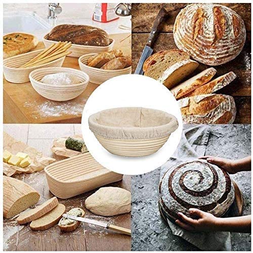 Round Banneton Proofing Basket 20cm Diameter x 8cm Height - Natural Wicker Cane Bread Proofing Basket for 500-600g Dough - Perfect for Sourdough, Artisan Bread Baking & Home Kitchen Use