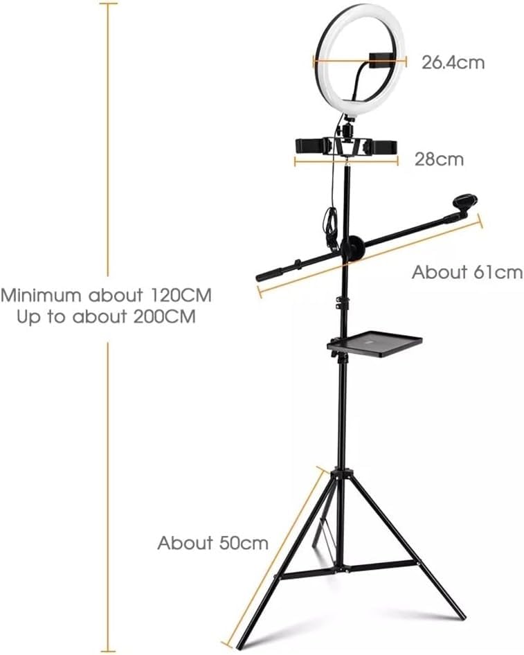 26cm Dimmable Ring Light with Tripod, Mic Stand & Phone Holder - Perfect for Live Streaming, YouTube Videos, TikTok & Photography Lighting Kit