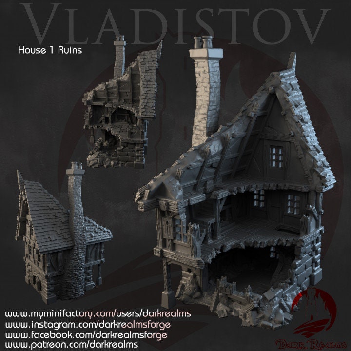 Vladistov Haunted Town Terrain - Gothic Ruins & Vampire Cursed Village for Dungeons and Dragons RPG Scenes | Perfect for D&D Campaigns, Tabletop Gaming & Fantasy World Building