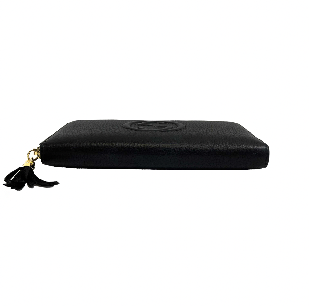 Gucci Soho Zip Around Wallet with Interlocking G Logo - Black Leather Wallet for Women | Luxury Designer Wallet for Everyday Use & Travel