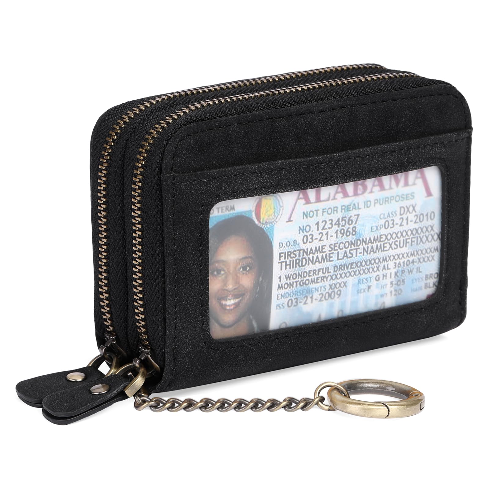 GOIACII RFID Blocking Credit Card Holder Wallet for Women - Genuine Leather Slim Card Case with Keychain - Perfect for Travel, Shopping & Everyday Use