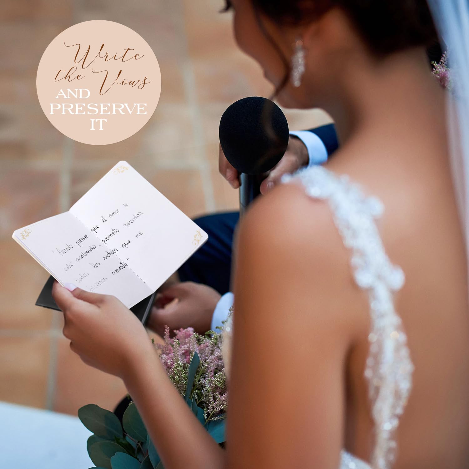 Molekaus Wedding Vow Books Set of 2 - His & Hers Vow Notebooks for Bride and Groom, 28 Pages 5.5x3.5 Inch with Gilded Font (White & Black) - Perfect for Wedding Ceremonies, Anniversary Gifts, and Couple Keepsakes