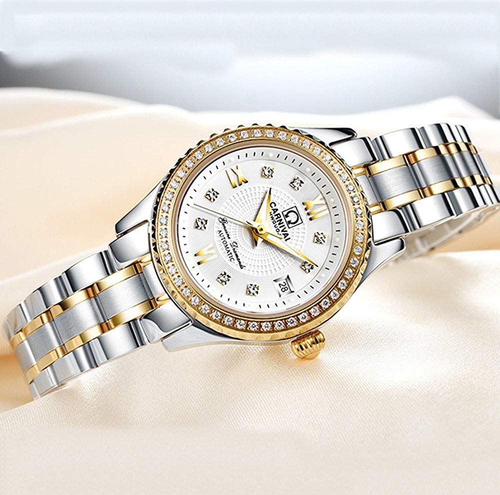 Gosasa Women's Automatic Analog Watch - Stainless Steel Band, Waterproof Luxury Dress Watch for Women | Perfect for Office, Party & Everyday Wear