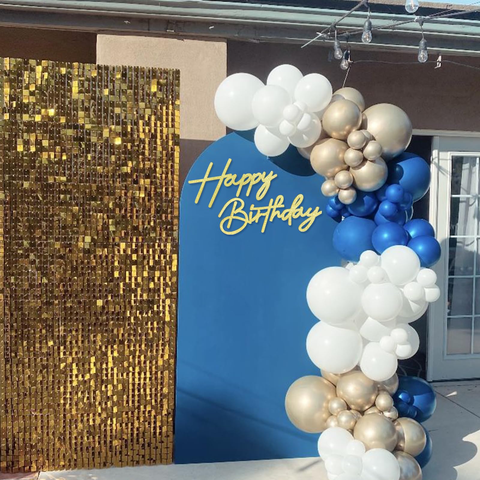 Glitter Felt Happy Birthday Sign for Party Backdrop - Gold Letter Banner for Balloon Arch Decorations, Baby Shower & Birthday Celebrations | Perfect for Wall Decor, Photo Booth Backgrounds and Event Styling