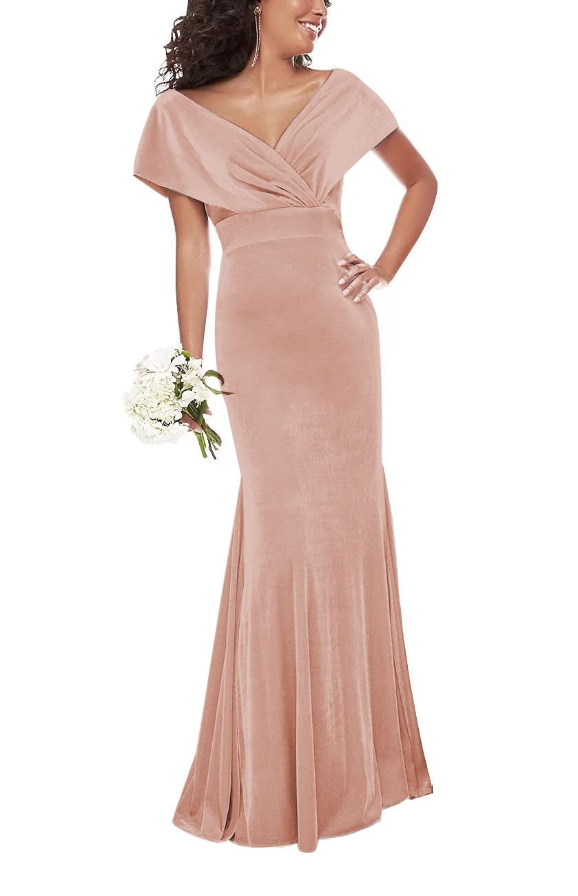 Velvet Formal Dresses for Women | Off Shoulder V Neck Bridesmaid & Mermaid Evening Gowns | Prom, Wedding Party & Special Occasion Dresses 2023 | Perfect for Bridesmaids, Cocktail Parties & Black Tie Events