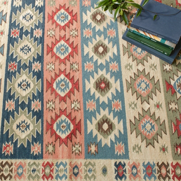 Dash & Albert Balsam Kilim Multi Handwoven Wool Rug - Stylish Bohemian Area Rug for Living Room, Bedroom & Home Decor - Soft & Durable Floor Covering for Cozy Spaces
