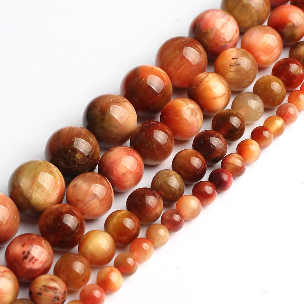Pink Tiger Eye Round Stone Beads for Jewelry Making - 8mm Gemstone Beads, 15 Inch Strand - DIY Bracelets, Necklaces & Craft Projects