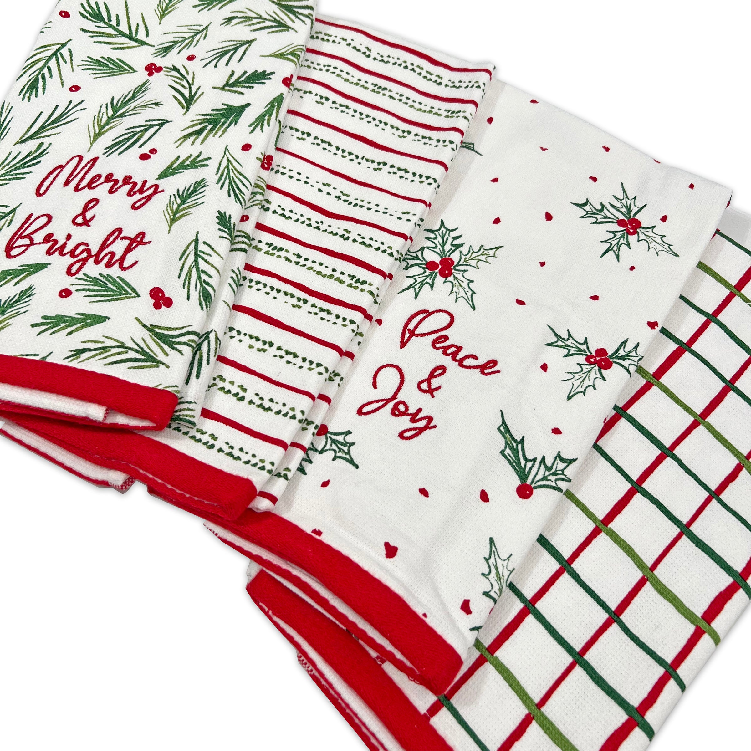Bayberry Assorted Kitchen Towels Set of 4 - Absorbent & Durable Dish Cloths for Cooking, Cleaning & Drying Dishes - Perfect for Home, Restaurant & Kitchen Use