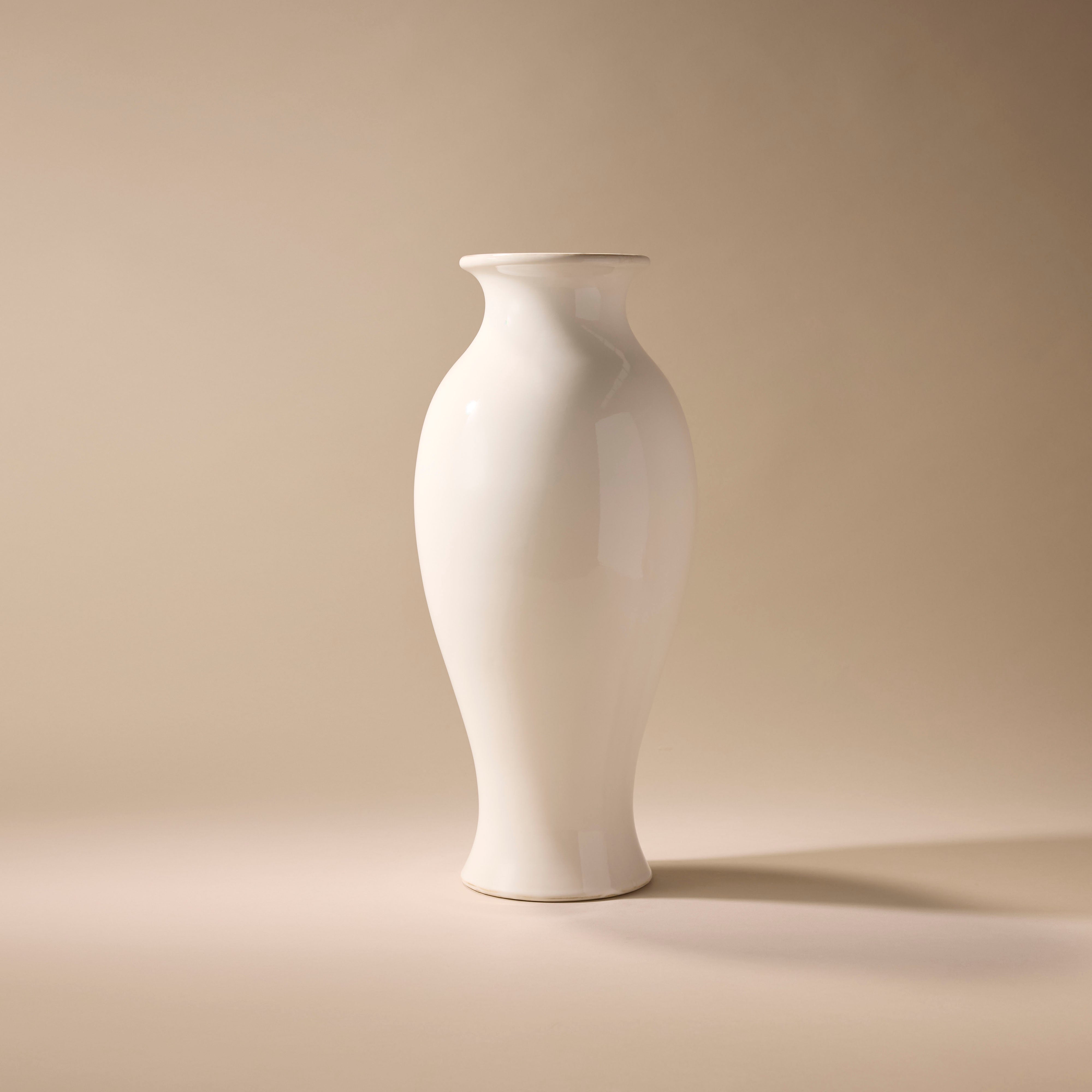 48cm White Ceramic Provincial Footed Vase - Elegant Home Decor for Living Room, Dining Table & Wedding Centerpieces