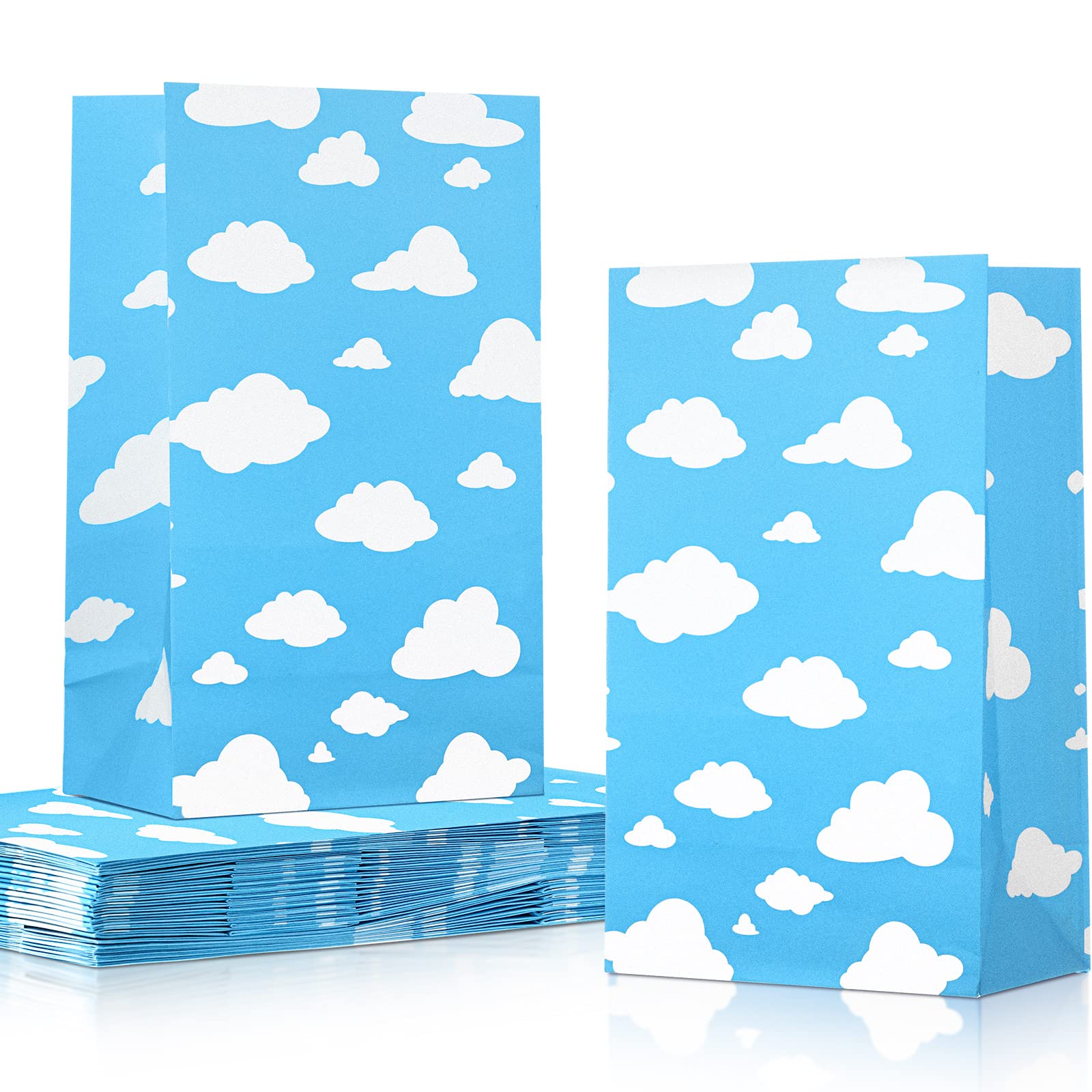 Tallew 24-Piece Blue Sky Clouds Paper Party Bags - Cartoon Story Cloud Treat Candy Goodie Bags for Baby Showers, Birthday Parties & Gift Wrapping | Perfect for Baby Girls' Celebrations & Party Favors