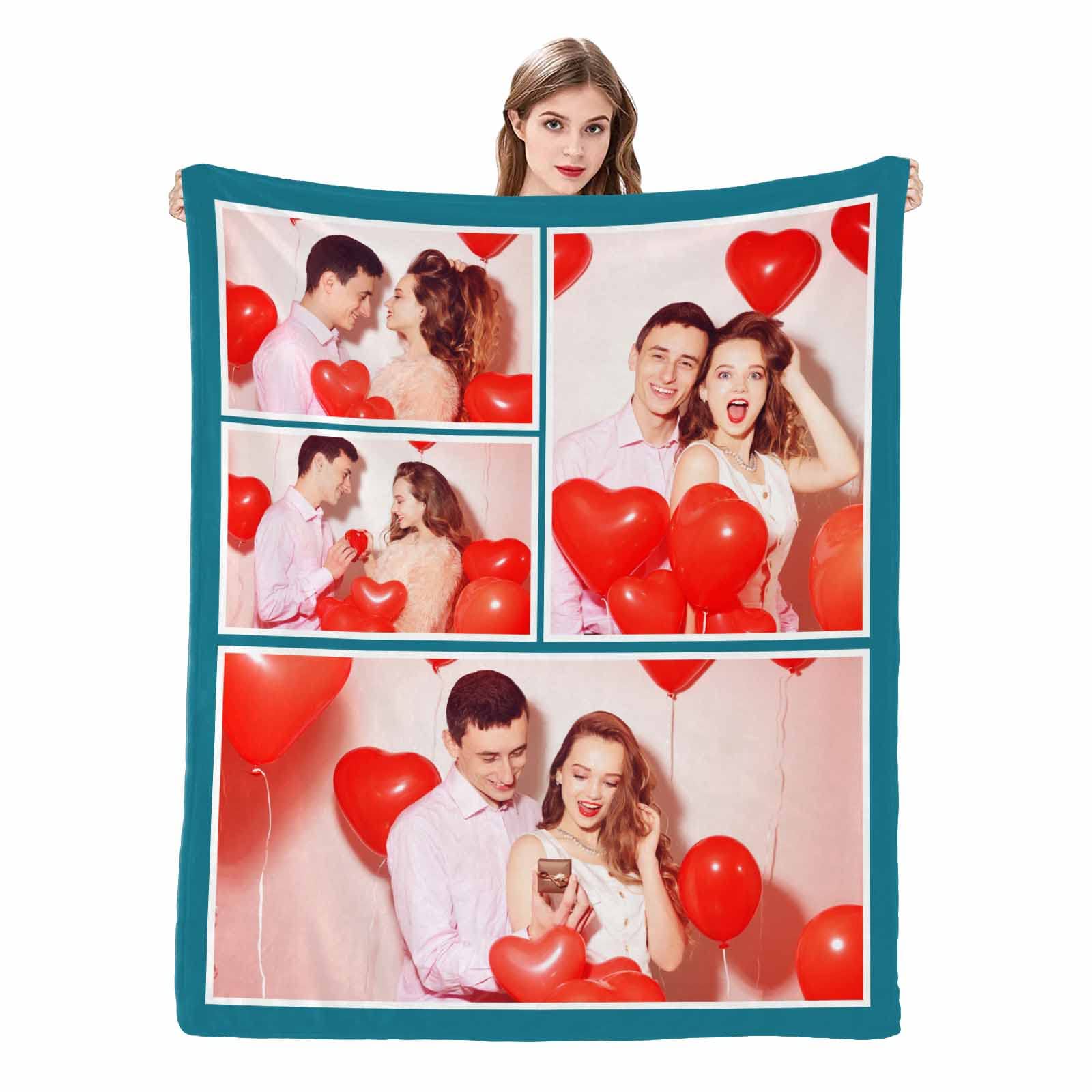 Custom Photo Blanket - Personalized Fleece Throw Blanket with Collage Pictures - Perfect for Couples, Anniversaries & Romantic Gifts - Cozy Home Decor for Bedroom, Sofa & Cuddling