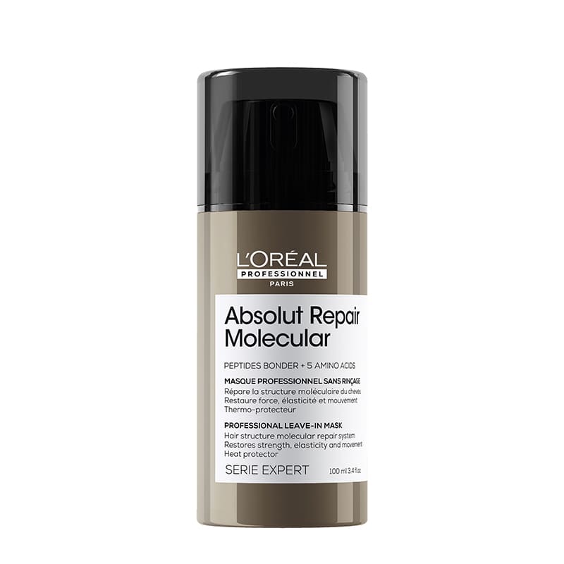L'Oréal Professionnel Absolut Repair Molecular Leave-In Hair Mask for Damaged Hair - Deep Conditioning Treatment for Dry, Frizzy & Color-Treated Hair - At-Home Salon Quality Hair Care for Women & Men
