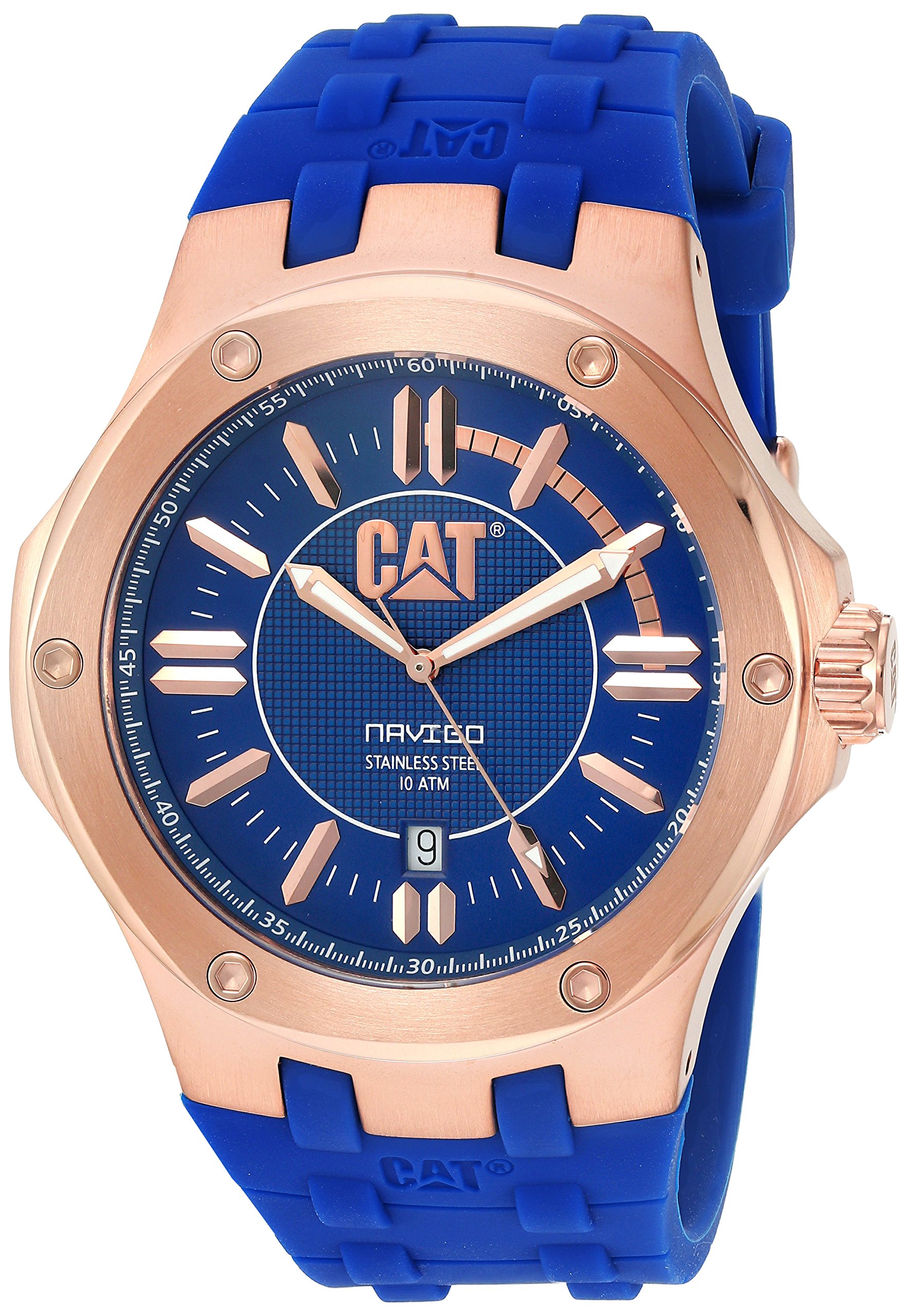 CAT Men's 'Navigo' Quartz Watch - Stainless Steel Case with Rubber Strap - Water Resistant & Shockproof - Perfect for Outdoor Adventures, Hiking, and Everyday Wear