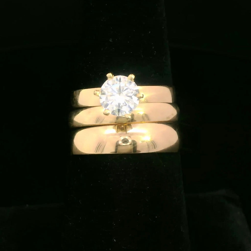 14K Gold Wedding Ring Set with CZ Stones – Elegant Bridal Jewelry for Engagement, Anniversary & Special Occasions | JTJ™