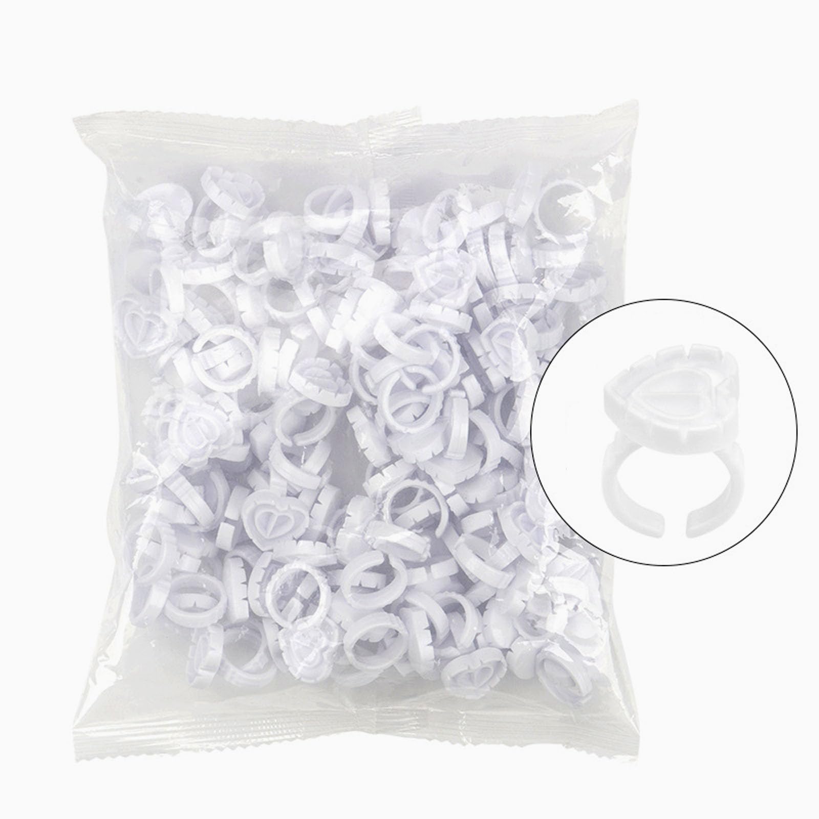 300 PCS Heart-Shaped Eyelash Extension Glue Rings - Smart Lash Glue Cups & Holders for Professional Eyelash Artists - Perfect for Salon, Spa & DIY Lash Extensions at Home