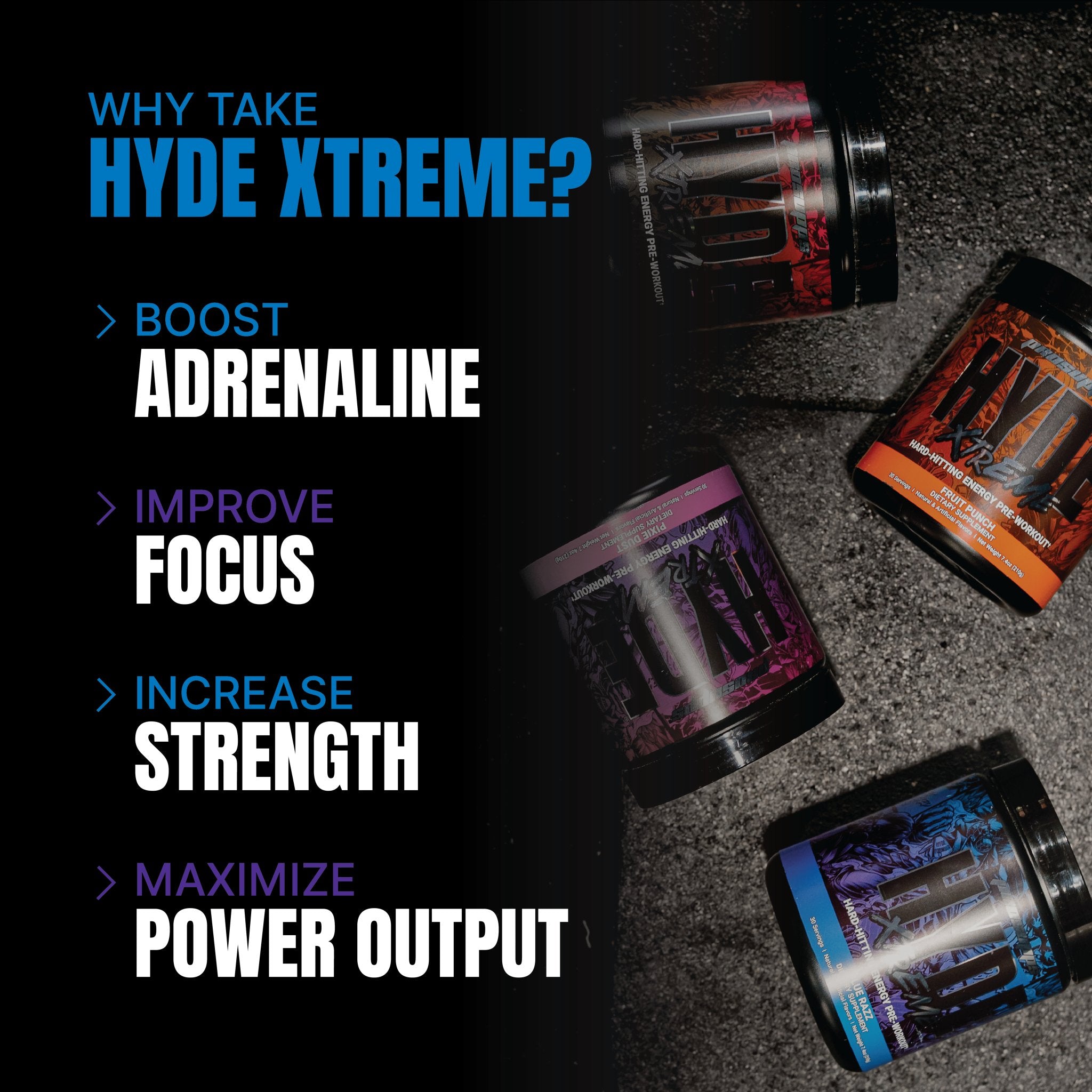Pro Supps HYDE Xtreme Pre-Workout Powder - Energy & Strength Booster for Gym, Fitness & Bodybuilding | Best for Intense Training & Muscle Growth