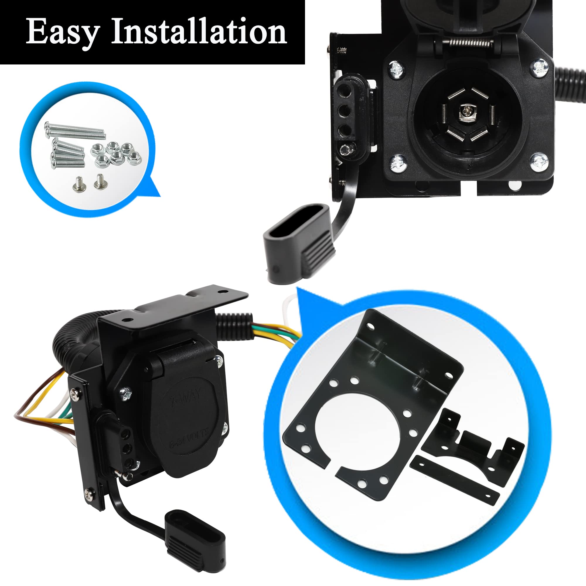 4 Way to 4 and 7 Way Trailer Adapter with Circuit Tester - Heavy Duty Trailer Wiring Connector for RV, Boat & Truck - Test Electrical Connections Easily for Safe Towing