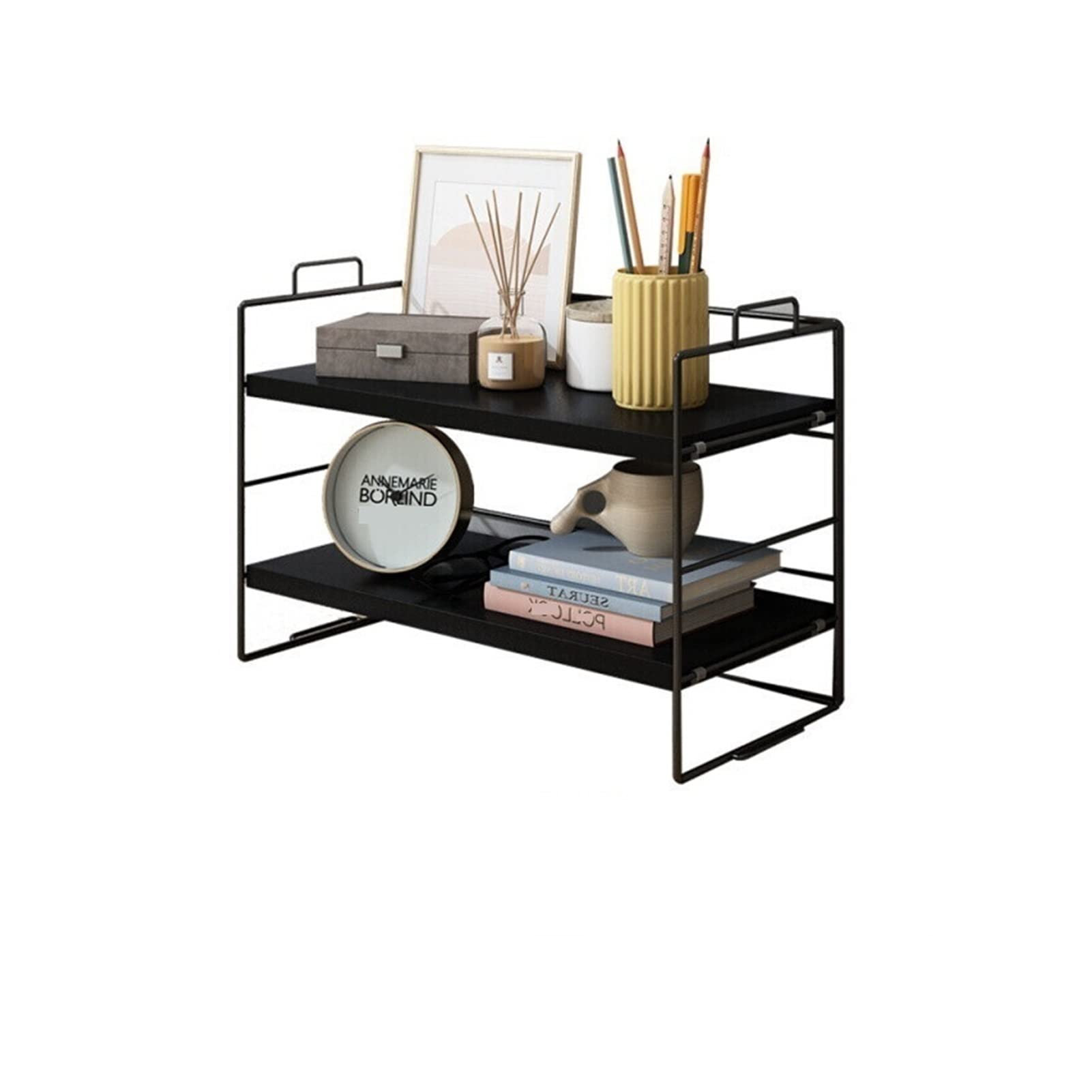 Black Freestanding Bookshelf Desktop Shelf - Multi-Layer Storage Organizer for Office, Dining Table, Study & Home Decor - Simple Modern Bookcase for Books & Display