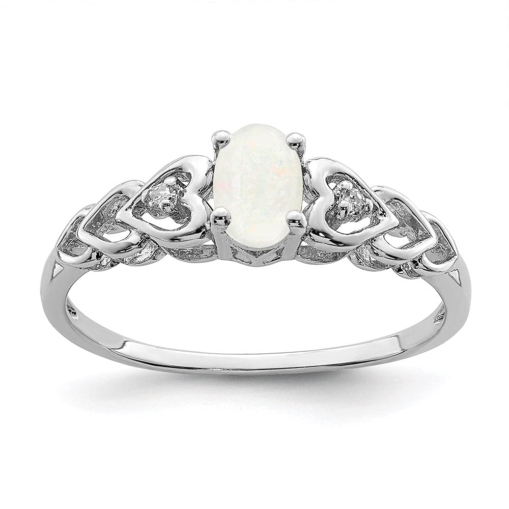 925 Sterling Silver Created Opal & Diamond Solitaire Ring for Women - Size 8 | Elegant Wedding, Engagement & Anniversary Jewelry Gift | Dainty Everyday Wear