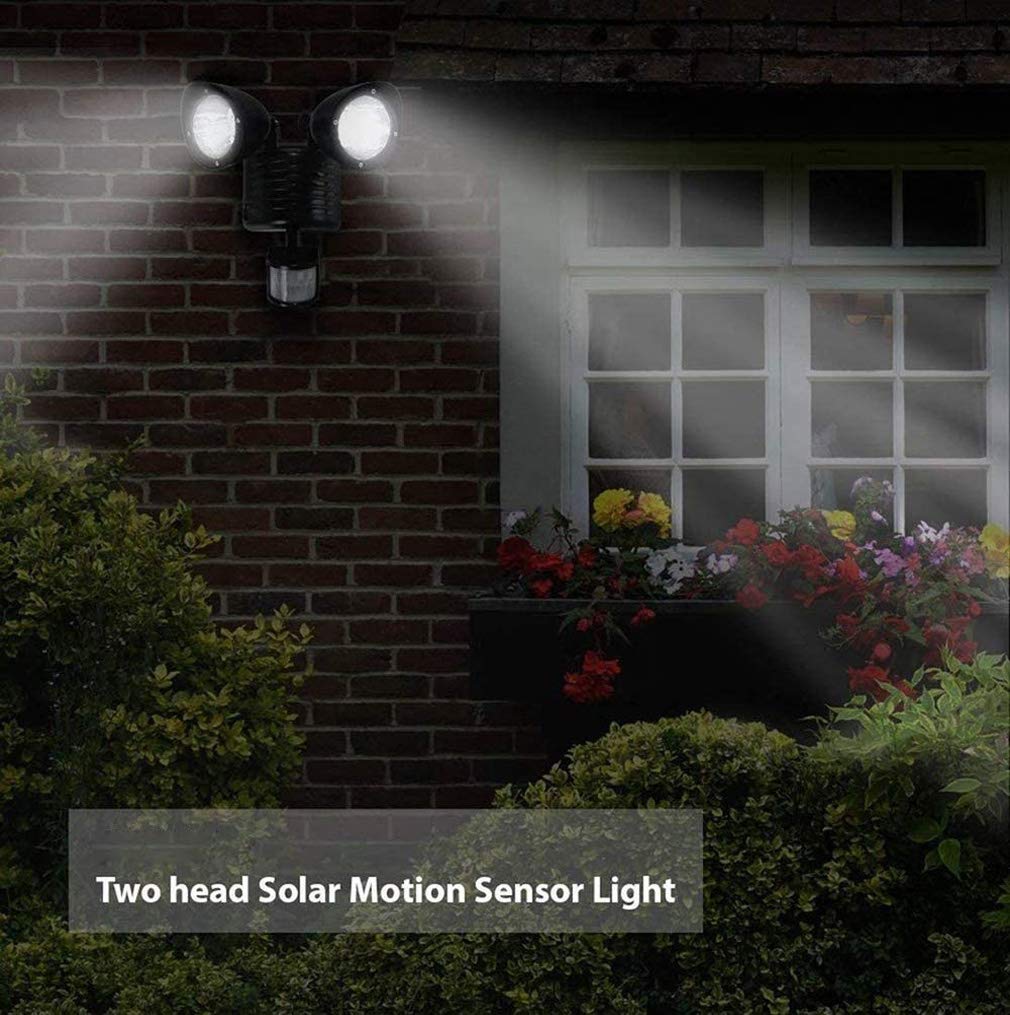 22 LED Solar Outdoor Lights - Waterproof Double Head Motion Sensor Spotlight for Garden, Pathway, Garage & Wall - Solar Flood Light for Home Security & Landscape Lighting