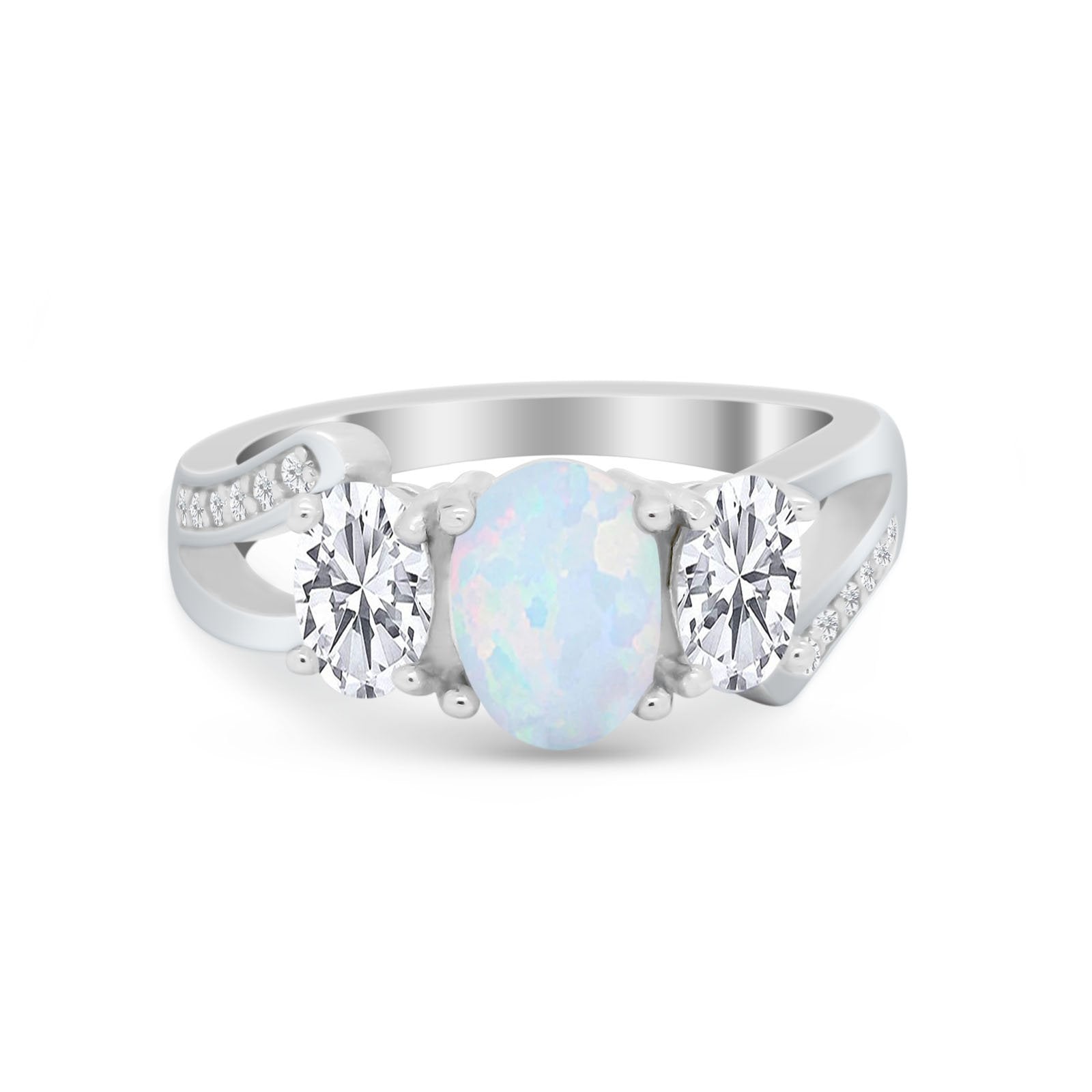 3 Stone Oval Wedding Ring - 925 Sterling Silver Cubic Zirconia Engagement Band for Women | Perfect for Bridal, Anniversary & Special Occasion Gifts