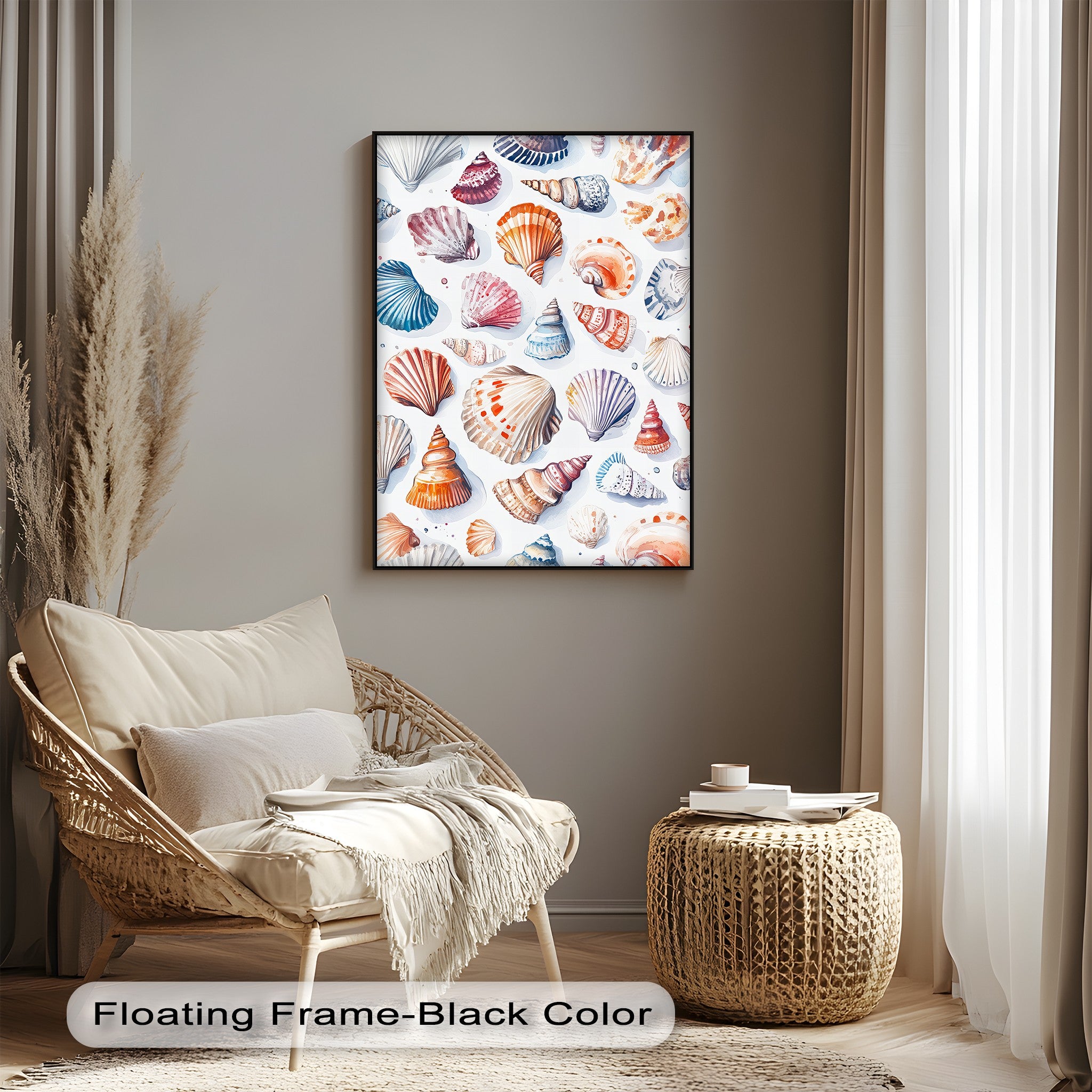 Vibrant Coastal Shells Canvas Print - Sea Inspired Wall Art for Beach House Decor, Living Room & Nursery